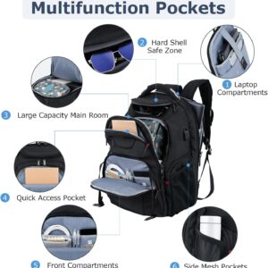 Alternative view of VANKEAN 17.3'' Travel Laptop Backpack TSA Friendly, Water Resistant Anti Theft Extra Large College Backpacks with RFID Pockets, USB Port for Men Women Business Work Bag, Black