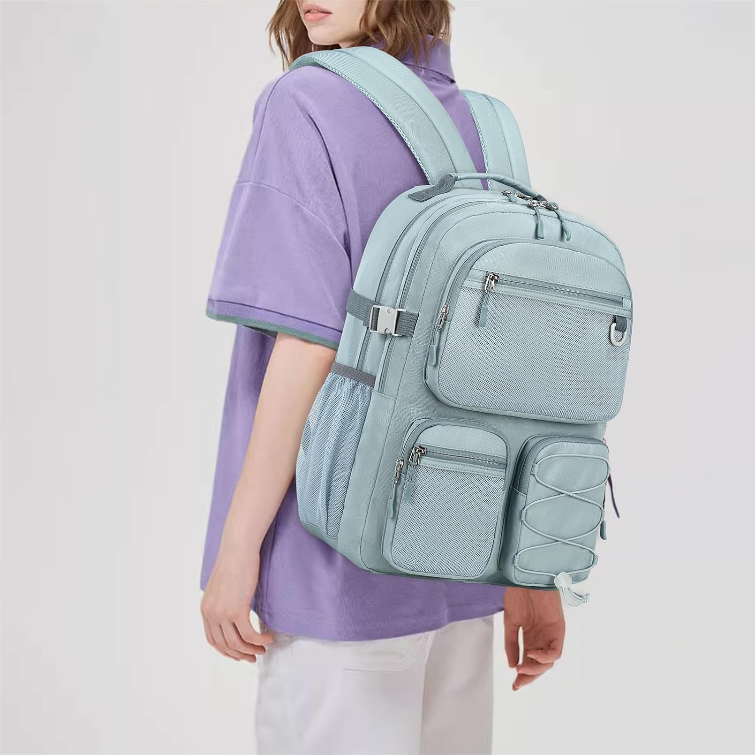 Lohol Water Resistant Backpack with Mulitiple Pockets for School Travel Outdoor College, 15.6 inch Laptop Daypack for Men and Women (Blue) - Image 2