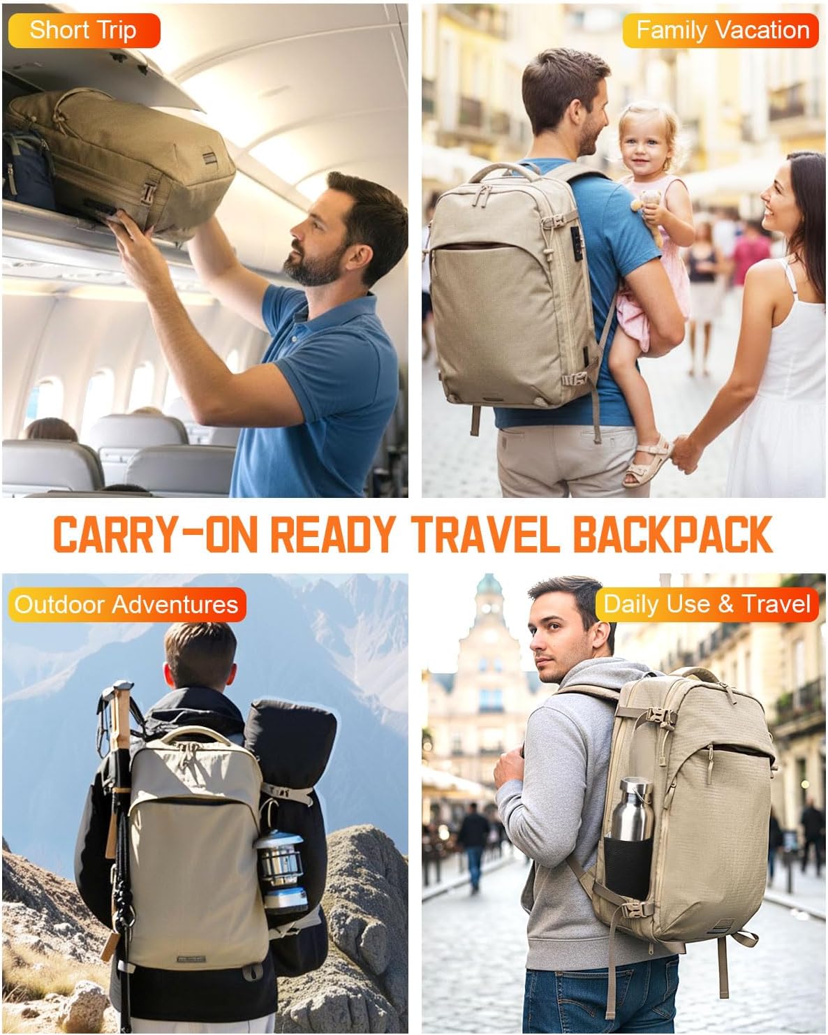 Zurligi Vacuum Backpack for Travel with Mini Pump, Expandable Vacuum Seal Compression Backpack, Space-Saving Daypack,TSA-Lock (Vacuum Pro, Beige) - Image 6