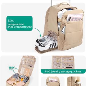 Alternative view of BAGSMART 30L Travel Backpack for Women, Carry on Backpack for Airplanes, Gym Backpack with Shoe Compartment, Lightweight Travel Bag Fits 15.6 Inch, Water-Resistant, Desert