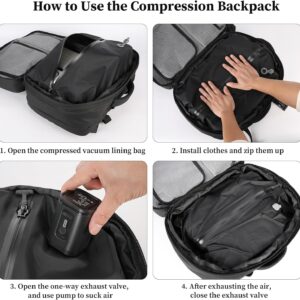 Alternative view of Vacuum Compression Backpack, 60L Expandable Vacpack, Waterproof Carry-On Anti Theft Airback, Black