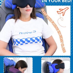 Alternative view of Travel Pillows for Airplanes, 360° Support Headrest Pillow with Eye Mask for Sleeping, Travel Airplane Pillow for Long Flights Car Road Trip, Travel Accessories Stop Bobblehead, Black