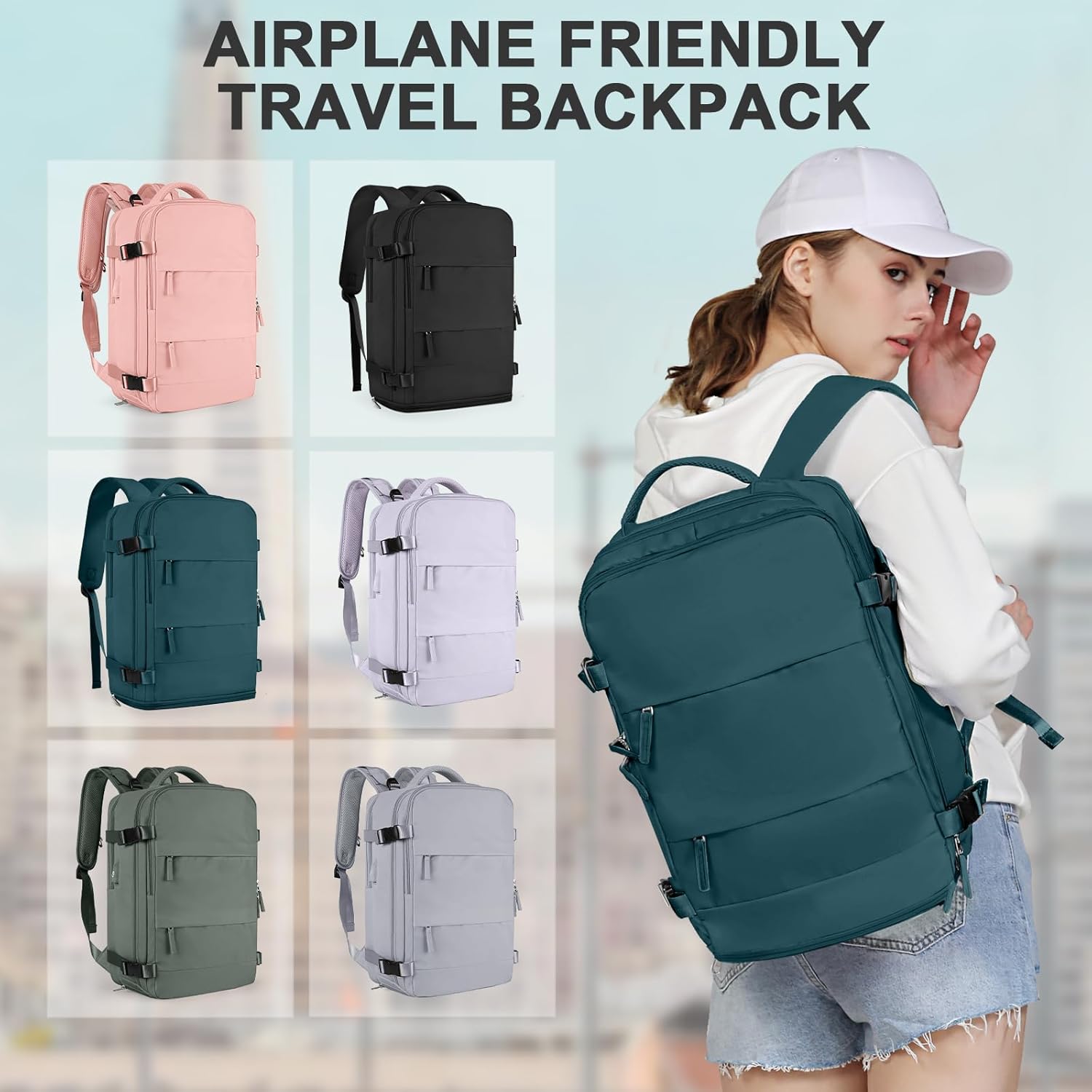 coowoz Travel Backpack For Women Men,Carry On Backpack,Hiking Backpack Waterproof Outdoor Sports Rucksack Casual Daypack Travel Essentials(Peacock Blue) - Image 7