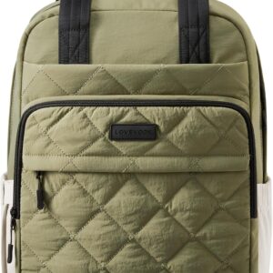 LOVEVOOK Travel Backpack for Women, 15.6 Inch Quilted laptop Backpack With Pouch Pocket for Large Capacity Cup, Large Capacity Work Bag College Bookbag, Carry On Personal Item Bag