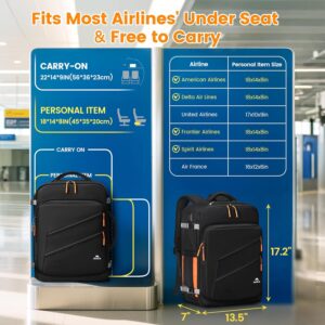 Alternative view of MATEIN Personal Item Backpack 18x14x8 with Shoe Compartment Detachable, Airline Approved Carry On Backpack for Travel with Electronics Case, Lightweight Luggage Bag for Spirit Airlines Fits 17" Laptop