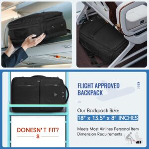 Alternative view of MATEIN Carry on Backpack, Flight Approved Travel Backpack with USB Port, TSA Personal Item Travel Bag fits 17" Laptop, Large Water Resistant Luggage Overnight Weekender Bag for Men & Women, Black