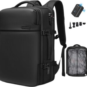 Vacuum Travel Backpack, 70L Expandable Air Vacuum Backpack for Travel, Vacpack Travel Vacuum Bags with Pump, TSA Lock, USB Charging Port, Waterproof