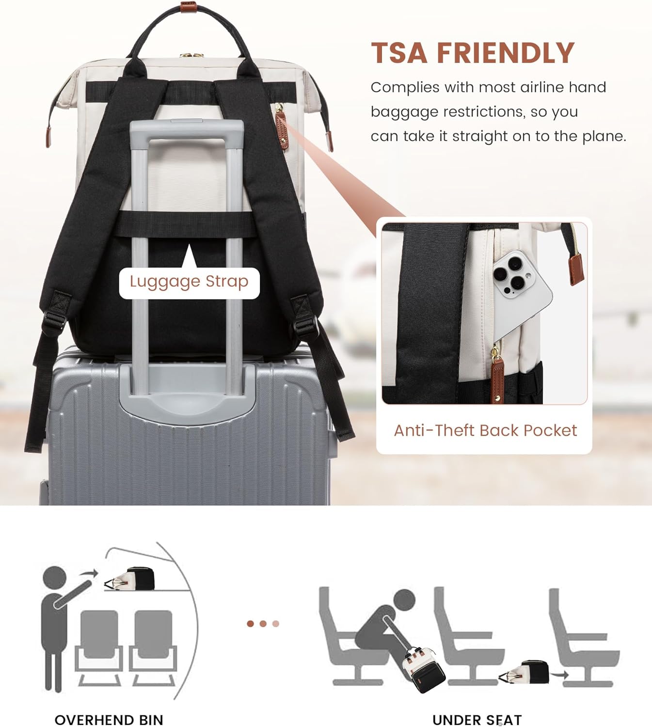 LOVEVOOK Laptop Backpack for Women, 15.6'' Waterproof Nurse Bag Teacher Work Backpack Purse for Women, Travel Computer Backpack for College Office Business Ladies - Image 7