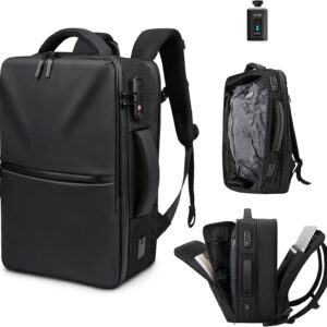 Zurligi Vacuum Backpack for Travel with Mini Pump, Expandable Vacuum Seal Compression Backpack, Space-Saving Daypack,TSA-Lock (Vacuum Carry-On, Black)