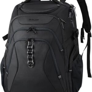 KROSER Travel Laptop Backpack 18.4 Inch XXXL Gaming Backpack with Hard Shell Saferoom RFID Pockets Water-Repellent Business College Daypack Stylish Laptop Bag for Men/Women-Black