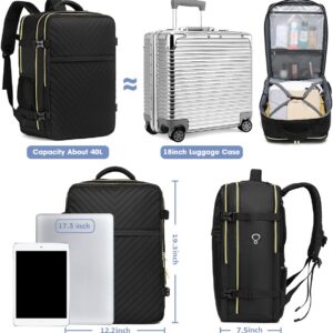 Alternative view of Large Carry On Travel Backpack - Flight Approved Waterproof Anti-Theft Luggage Daypack for Women Men Fit 17 Inch Laptop Business Weekender Overnight Backpack College Bag Personal Item Size Black