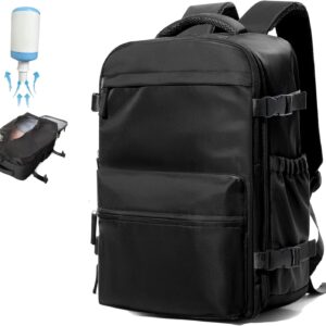 30L Carry-on Vacuum Backpack with Wireless Pump Included,Vacuum Compression Backpack for Men and Women Traveling (Black,Large)