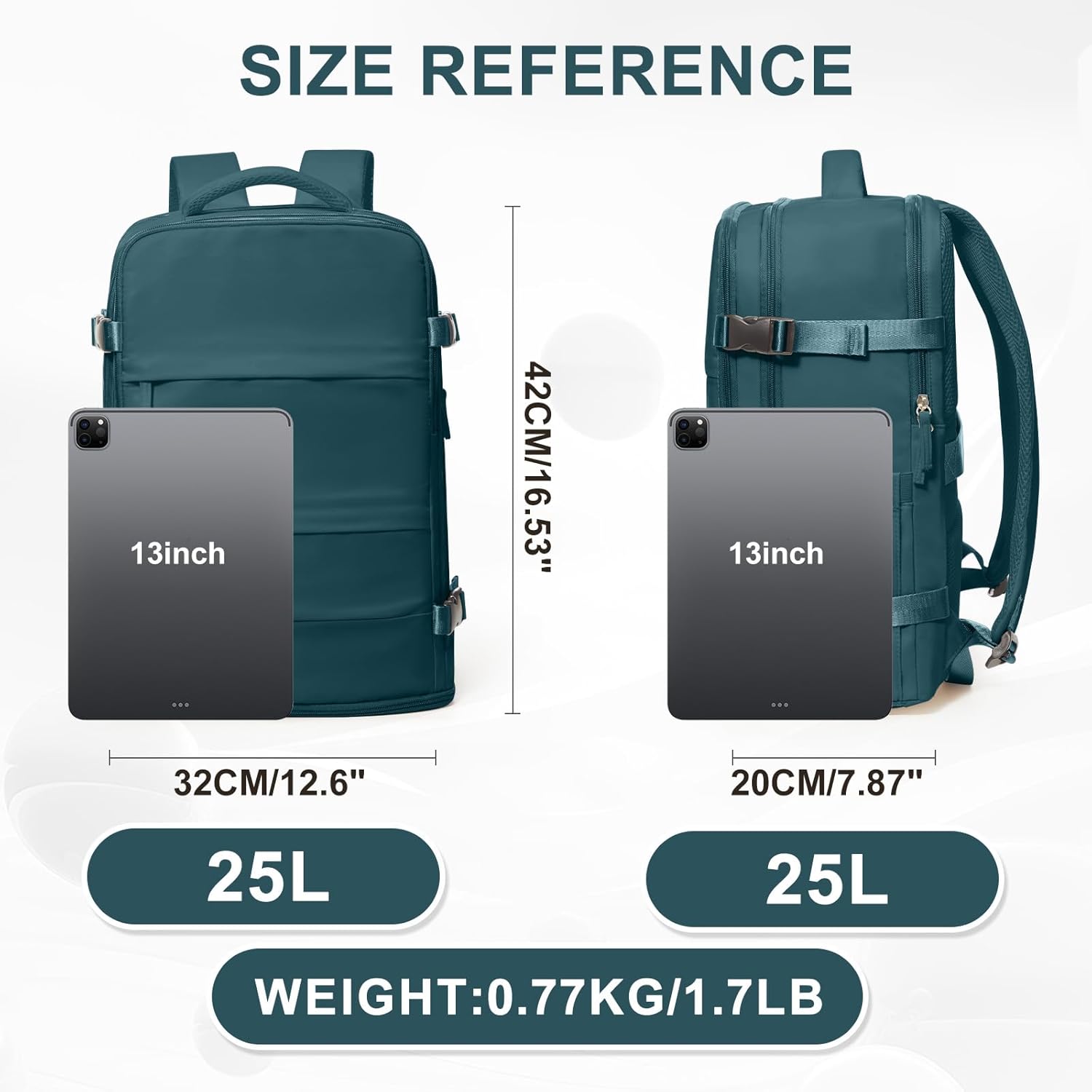 coowoz Travel Backpack For Women Men,Carry On Backpack,Hiking Backpack Waterproof Outdoor Sports Rucksack Casual Daypack Travel Essentials(Peacock Blue) - Image 4