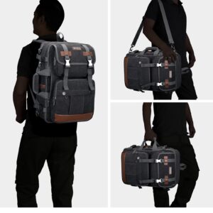 Alternative view of WITZMAN Canvas Travel Backpack for Men Large Laptop Backpack Fit 16 inch Carry-on Airline Approved Convertible Shoulder Rucksack(A6617-3 Black)