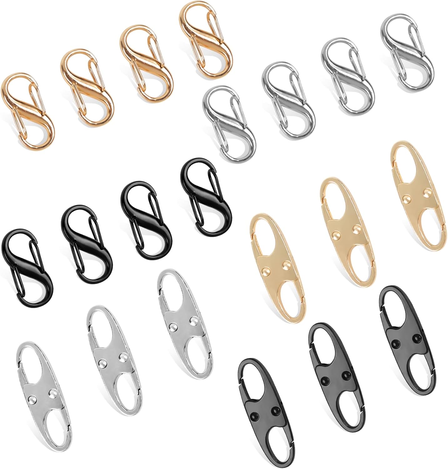 Phinus Lock Combo, Total 21PCS Clips Anti-Theft, Locks Anti-Theft for Luggage, Clothing, Backpacks, Boots, Purses, Travel Outdoor Sports(Black, Silver, Gold)