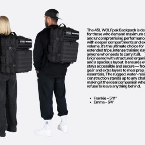 Alternative view of WOLFpak 45L Athletic Gym Backpack - Durable 1000D Waterproof Oxford Material with MOLLE Webbing, Laptop Pocket & Dual Cup Holders, Durable Fitness/Travel/Military Daypack (Nightshade Edition)