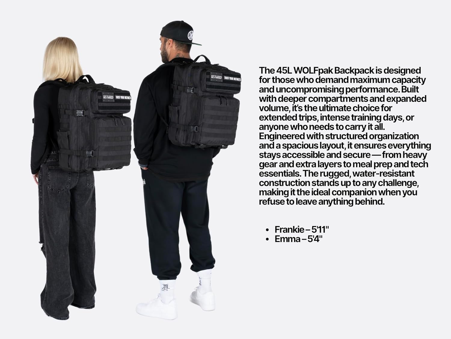 WOLFpak 45L Athletic Gym Backpack - Durable 1000D Waterproof Oxford Material with MOLLE Webbing, Laptop Pocket & Dual Cup Holders, Durable Fitness/Travel/Military Daypack (Nightshade Edition) - Image 2