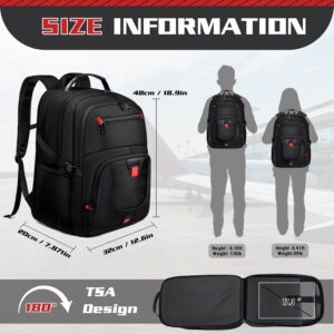 Alternative view of ZMMMA 50L Travel Backpack, 17 inch Laptop Backpack for Men, Extra Large Sturdy TSA Friendly with USB Port College School Rucksack Bag Gifts for Him Men Women, Black