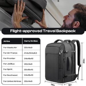 Alternative view of Sirmaeed Carry on Backpack, Extra Large 40L-50L Travel Backpack TSA Approved, Expandable Laptop Bagpack, Water Resistant Bag Compatible with 17.3 inch Laptops, Black