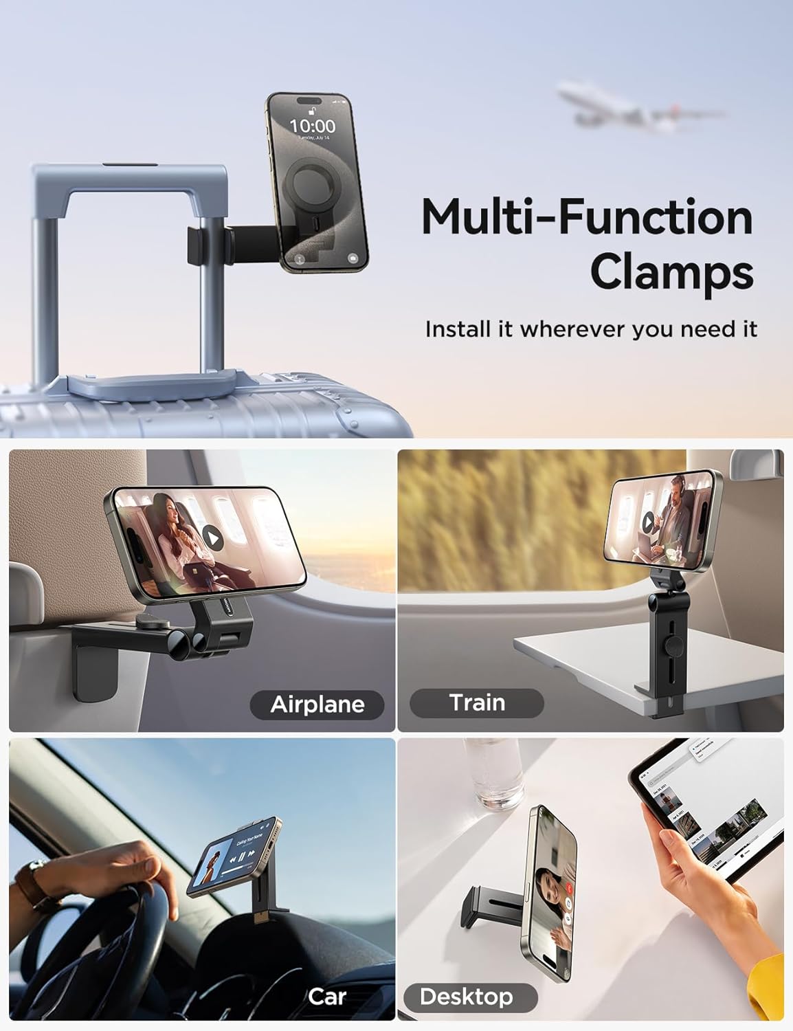 JOYROOM for Magsafe Airplane Phone Holder Travel Essentials,【Unlimited Scenery】 Hands-Free Plane Phone Holder, Airplane Travel Accessories for iPhone 17 Pro Max & Magsafe Case - Image 4