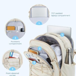 Alternative view of BAGSMART Carry On Travel Backpack, 17 Inch Large Travel backpack Carry On Flight Approved, Anti-theft Personal Item Backpack Travel Bag With Shoe Bag, 30L Water Resistant Casual Daypack, Beige