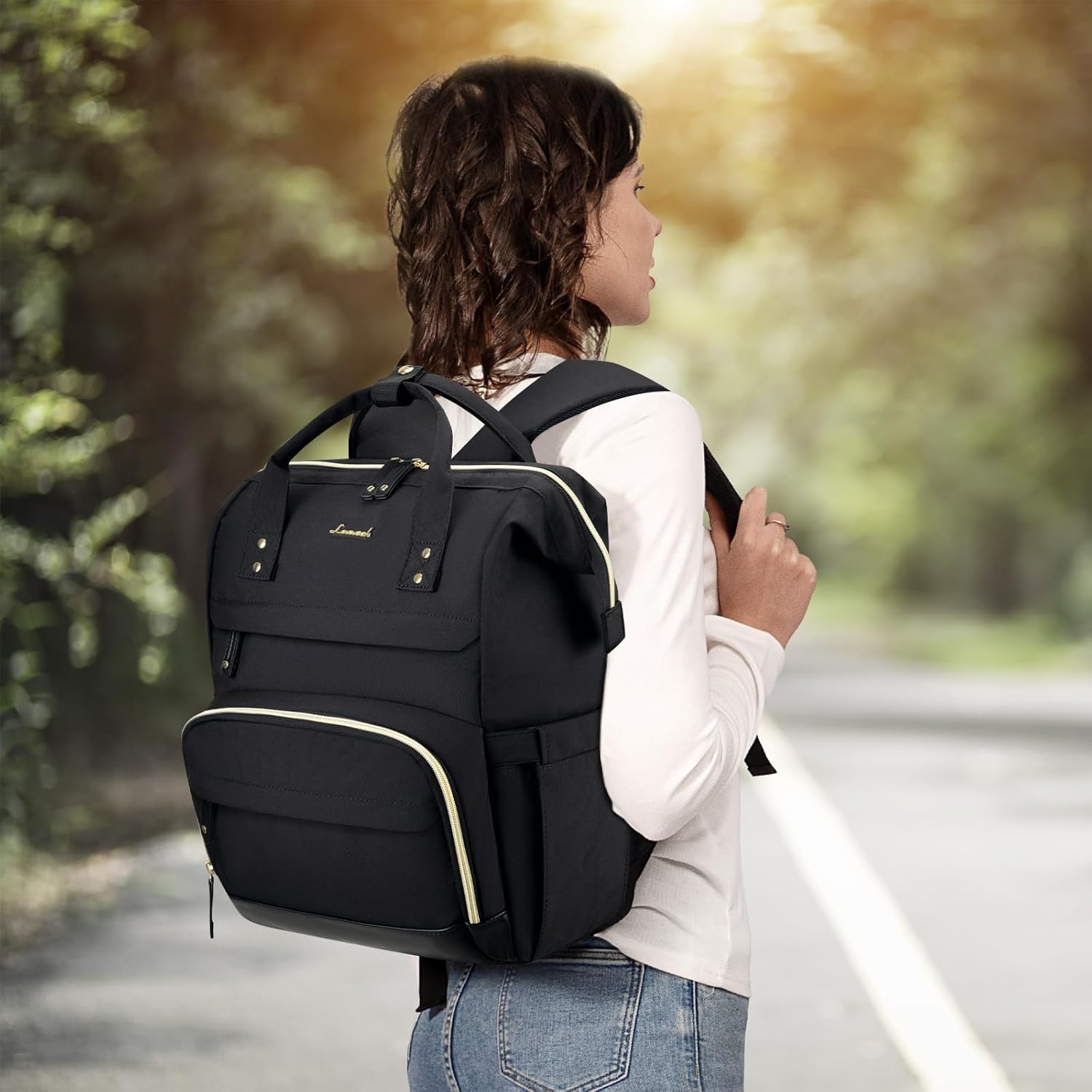 LOVEVOOK Laptop Backpack for Women, 15.6 Inch Work Business Backpacks Purse With Large Capacity, Waterproof Nurse Bag College Bookbag for School, Waterproof Casual Daypack for Travel - Image 2