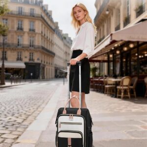 Alternative view of Ytonet Rolling Backpack for Women,15.6 Inch Travel Backpack with Wheels, Stylish Rolling Laptop Bag with Passport Holder, Dual-Opening Design, Underseat Carry on Luggage for Work College Teacher