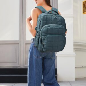 Alternative view of CLUCI 17.3 Inch Laptop Backpack for Women, Anti Theft Travel Backpack, Puffer Quilted Work Backpack, Water Resistant College Bookbag, Carry on backpack with RFID(Green)