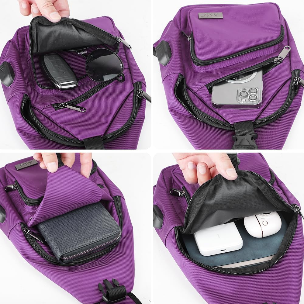 AMJ Crossbody Sling Bag Men Women, Casual Shoulder Backpack, Chest Daypack Satchel for Hiking Travel - Image 5