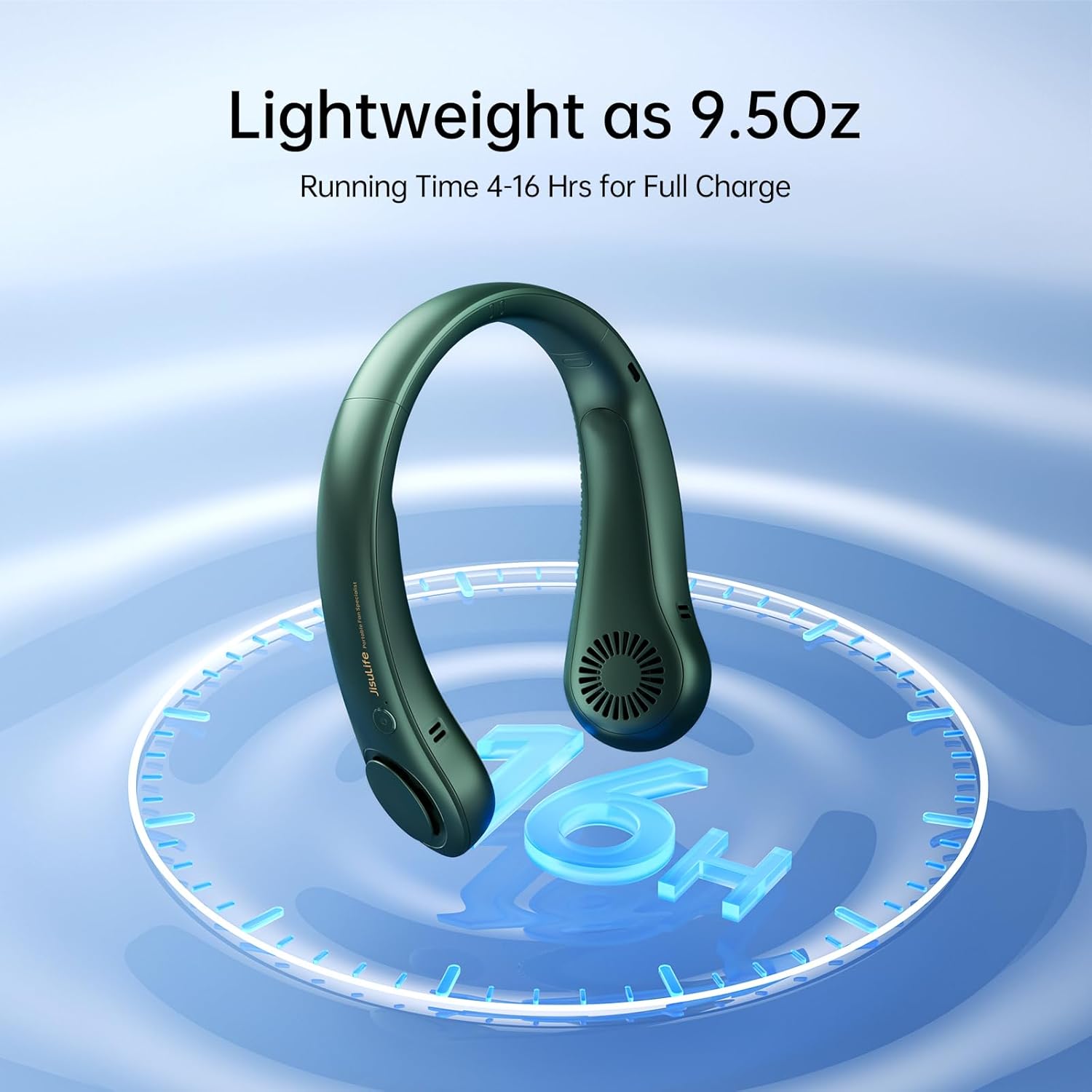 JISULIFE Portable Neck Fan, Hands Free Bladeless Fan, 5 Speeds, 4000 mAh Battery Operated Wearable Personal Fan, Twistable, Rechargeable, Gift for Women Men-Dark Green - Image 5