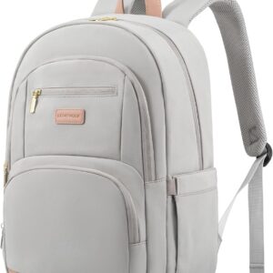 LOVEVOOK Travel Laptop Backpack for Women, Waterproof Work Backpack Fits 15.6 Inch Laptop, Large Computer Backpack for College, Grey