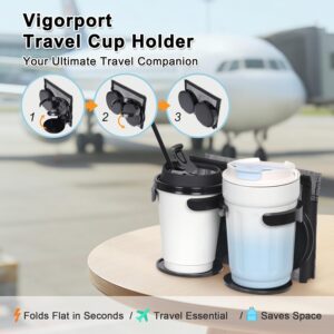 Alternative view of Vigorport Luggage Travel Cup Holder, Folding Cup Holder, Drink Caddy for Suitcases - Hold Two Coffee Mugs Traveler Carry on Hands Free Accessory