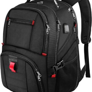 YOREPEK Large Backpack for Men, Extra Large Laptop Backpacks for Men Women, Water Resistant Travel Backpack Airline Approved Business Work Bag with USB Charging Port Fits 17 Inch Computer, Black