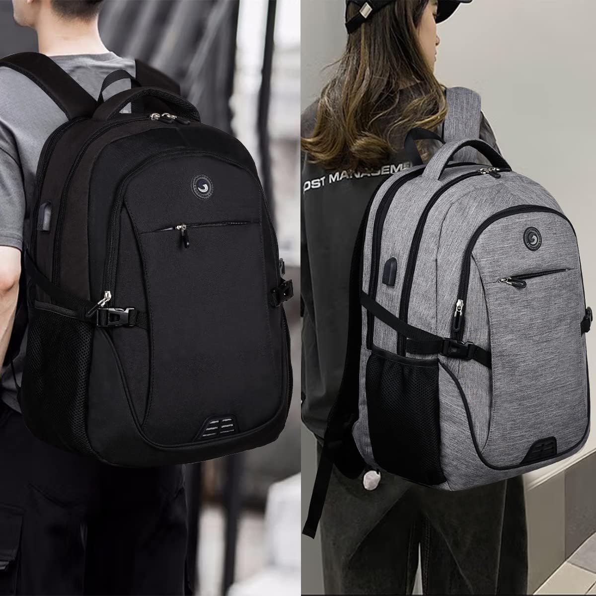 SHRRADOO Anti Theft Laptop Backpack Travel Backpacks with usb Charging Port for Women Men High School College Backpack Computer Bag Fits 17 Inch Laptop,Grey - Image 8