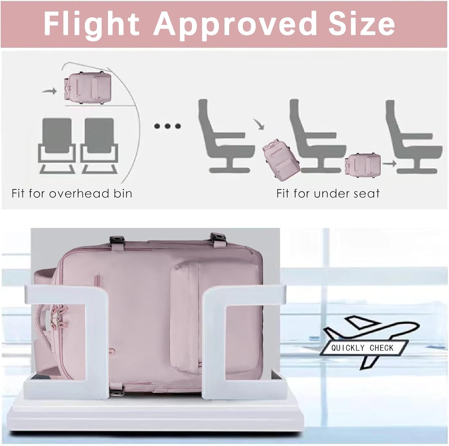 SHRRADOO Travel Laptops Backpack for Women Men, Casual Work Bag 17inch High School College Backpack Airline Approved Backpack for Hiking Business (Pink khaki) - Image 6