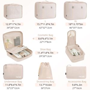Alternative view of BAGAIL 8 Set Packing Cubes Luggage Packing Organizers for Travel Accessories-Cream