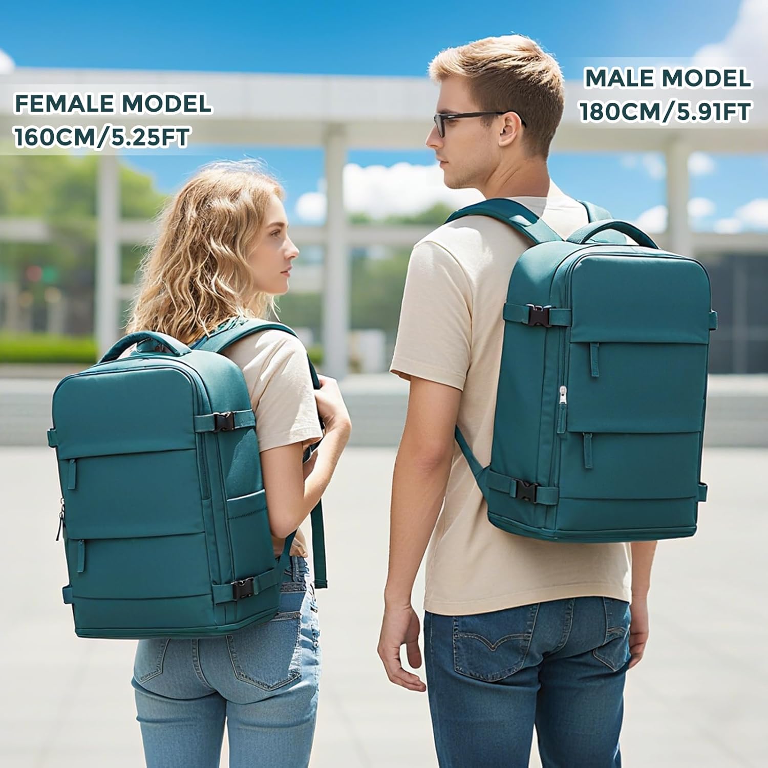 coowoz Travel Backpack For Women Men,Carry On Backpack,Hiking Backpack Waterproof Outdoor Sports Rucksack Casual Daypack Travel Essentials(Peacock Blue) - Image 3