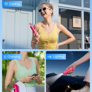 Alternative view of JISULIFE Handheld Mini Fan, 3 IN 1 USB Rechargeable Portable Fan [12-19 Working Hours] with Power Bank, Flashlight, Pocket Design for Travel/Summer/Concerts/Lash, Gifts for Women (Fuchsia)