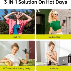 Alternative view of JISULIFE Handheld Fan Life7 – Ultimate Flexibility: High-Power Motor, LED Display, 19.5 Hrs Cooling, 5000mAh Rechargeable, 5-Speed, Foldable Design, 3-IN-1 Portable Fan for Travel Cruise Beach(Black)