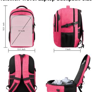 Alternative view of Lapsouno Travel Laptop Backpack, 15.6 Inch Travel Laptop Backpack, Water Resistant Casual Hiking Daypack, Computer Bag with USB Port, College School Business Backpack for Women, Pink