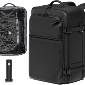 SUOCO Travel Vacuum Backpack with Portable Electric Pump, 60L Carry On Compression Seal Travel Backpack with Vacuum System, Traveling Packing Luggage Suitcase, Black