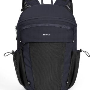 ECOHUB 15L Lightweight Casual Daypack, Packable Backpack for Daily Use, Hiking & Travel, Foldable Small Backpack with Stretch Mesh Pockets, Water-Resistant Nylon, Reflective Design
