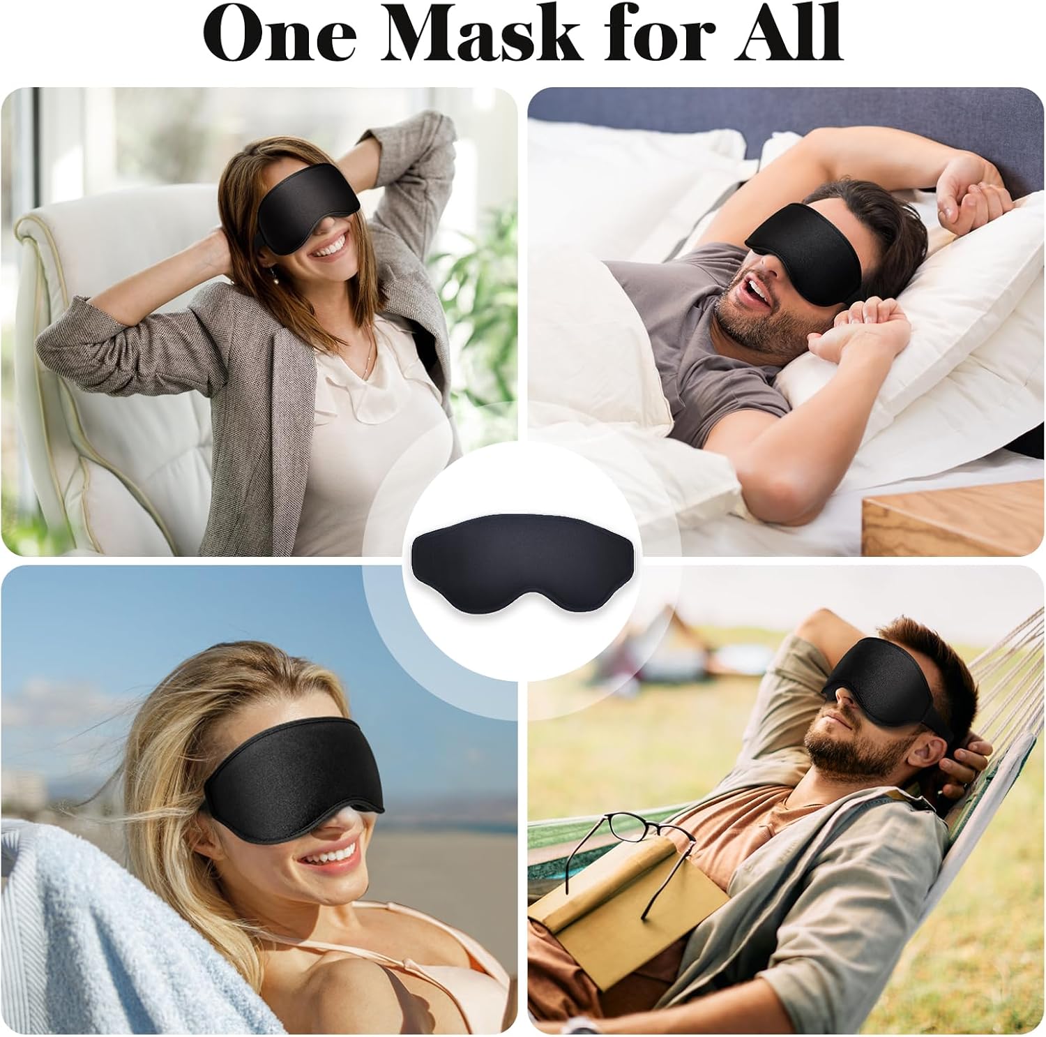 3D Eye Mask Sleep Mask for Men & Women, 100% Pressure-Free & Light Block-Out Eye Mask for Sleep with Easy Adjustable Strap, Night Eye Cover for Travel, Black - Image 8