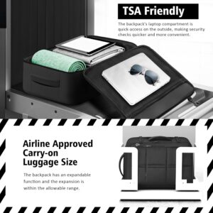 Alternative view of tazbuzo Travel Backpack, Extra Large 50L Flight Approved Carry on Backpack, Expandable Waterproof Business Suitcase Daypack Big Bag Fits 18.4 Inch Laptop, Black