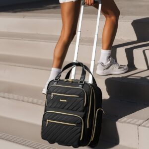 Alternative view of LUGGEX Underseat Carry On Luggage with Wheels, Stylish Lightweight Under Seat Luggage, Soft Sided Personal Item Suitcase for Short Trip (Black, 16 Inch)