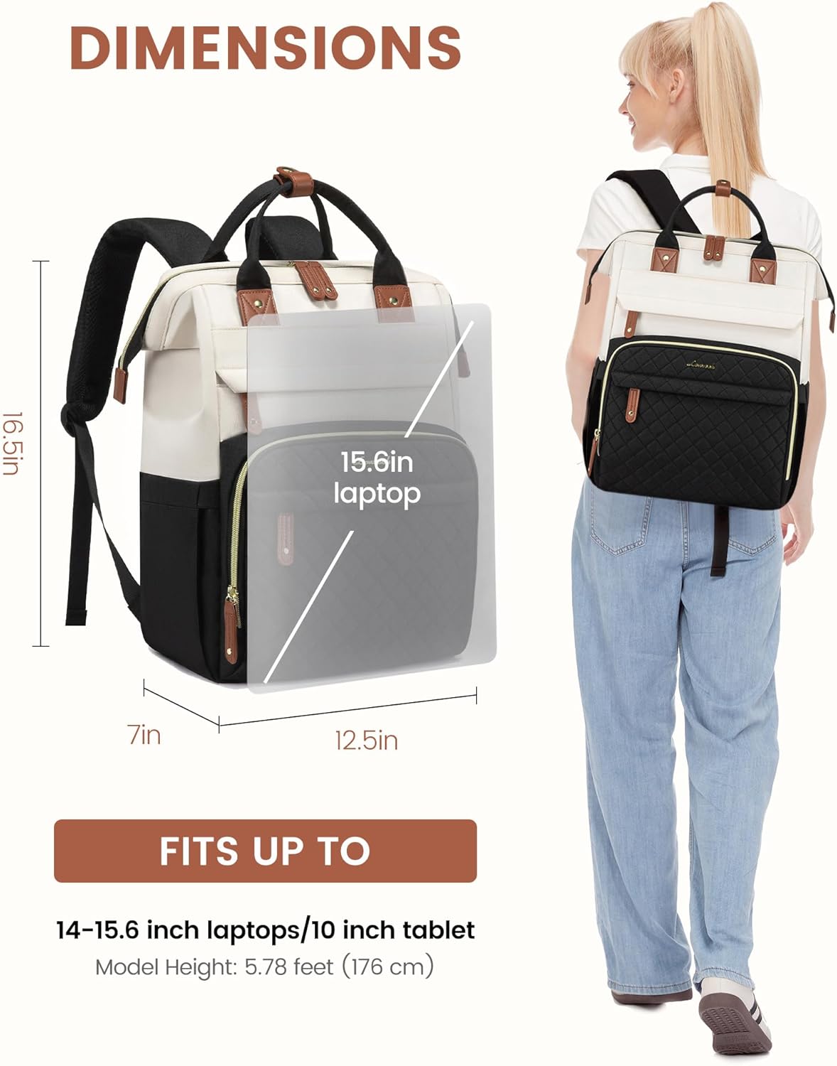 LOVEVOOK Laptop Backpack for Women, 15.6'' Waterproof Nurse Bag Teacher Work Backpack Purse for Women, Travel Computer Backpack for College Office Business Ladies - Image 4