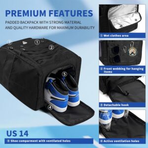 Alternative view of Pro Tournament 52L Pickleball Bag Ultimate Organization Holds 4-10 Paddles for 2 Players,Includes Ventilated Shoe Compartment,Separate Wet Dry Pockets,Hidden Ball Net,for Tennis Cricket Hiking
