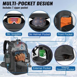 Alternative view of Ski Boot Bag, 65L Durable Travel Backpack, 1680D Nylon Waterproof Snowboard Boot Bag, Skiing and Snowboarding Travel Luggage for Helmet, Goggles, Gloves, Outerwear & Accessories
