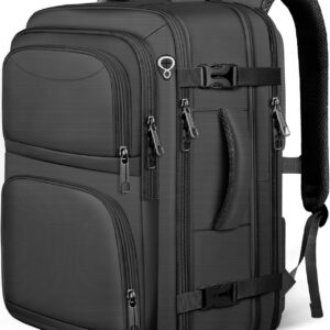 Travel Backpack, Expandable Carry on Backpack for Men, TSA 17.3 inch Laptop Bag Flight Approved, Lightweight Business Luggage Bag, Travel Gifts for Men Women, Black