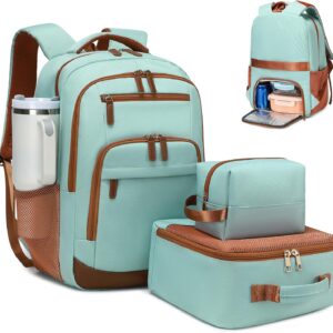 BOVIP Travel Backpack For Men Women,40L Carry On Backpack Flight Approved,TSA Personal Item Travel Bag Fits 17 Inch Laptop,Business Weekender Overnight Daypack Light Green